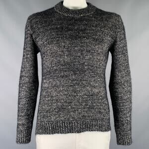 STEPHAN SCHNEIDER Size XL Grey Black Knit Cotton Blend Crew Neck Sweater